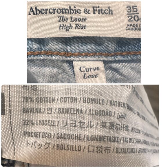 Abercrombie High Rise Loose Curvy jeans Womens 35 20 Blue Light Wash Flare Leg - Picture 5 of 14